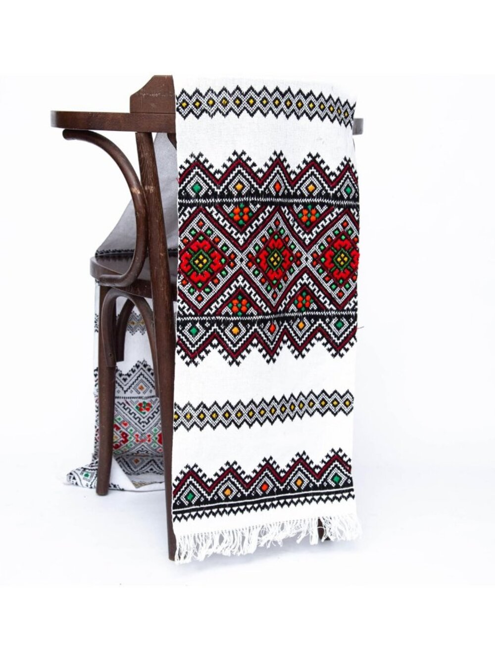 Handmade Ukrainian Wedding Towel, Multicolor Embroidered Slavic Rushnyk, 200x30